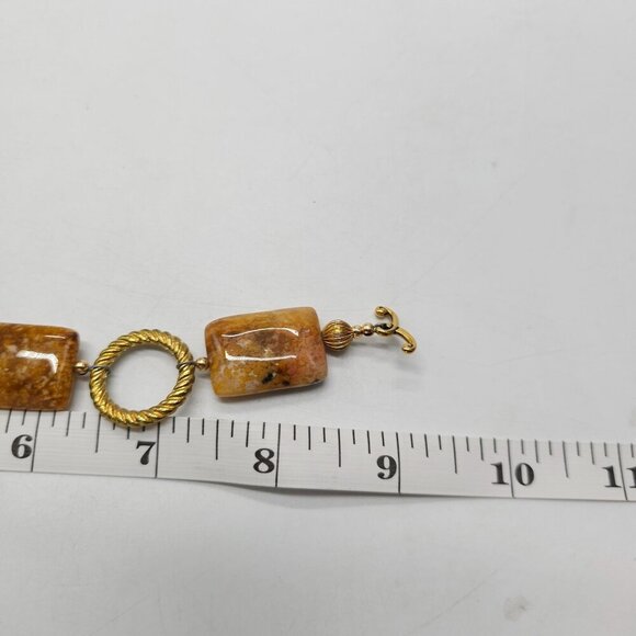 Jasper Brown Black Beaded Necklace And Bracelet Set With Twisted Gold-Tone Accen - Picture 5 of 7